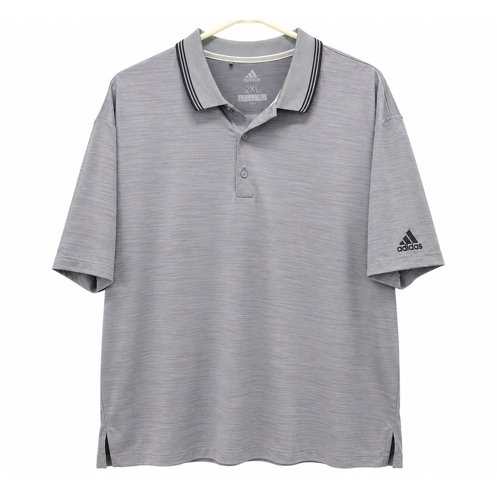 Adidas Golf Polo Shirt Mens 2XL Gray Heather Short Sleeve Performance Golf